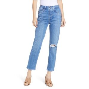 PAIGE Sarah Straight Leg Distressed Ankle Jean 26